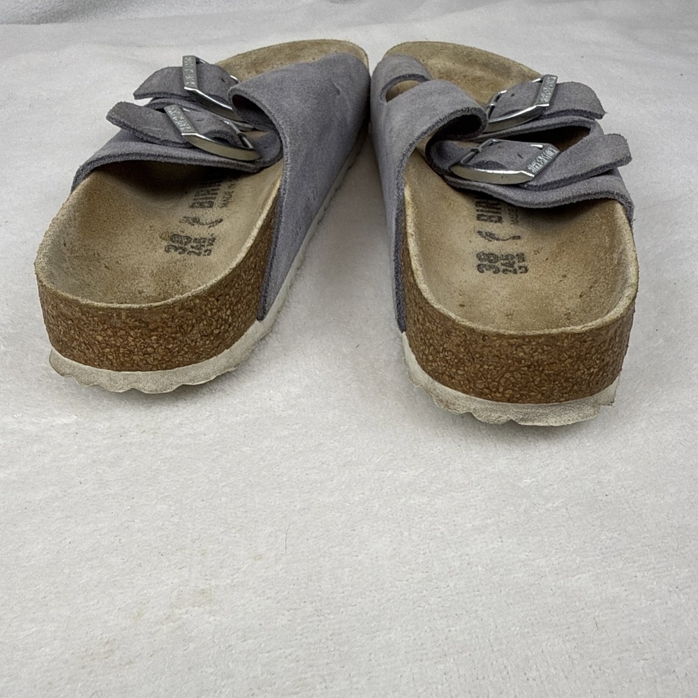 Birkenstock Arizona Sandals Womens Size 7 (38) Grey Sparkle Suede Strap Slip On - Picture 3 of 6
